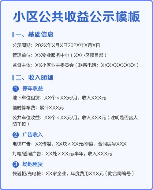 民法典小区公共收益公示表模板