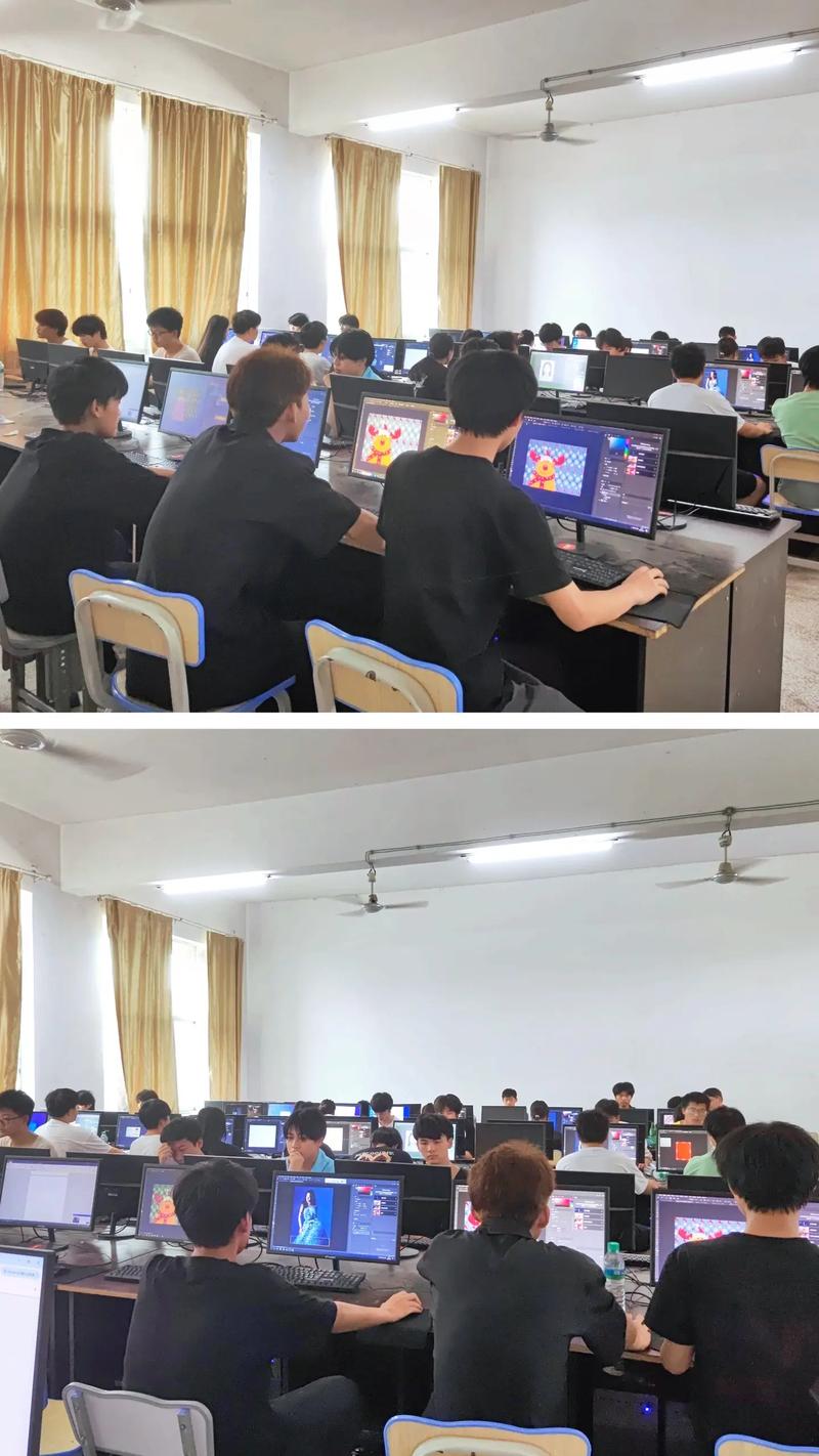职业教育课堂场景,学生学习数码技能