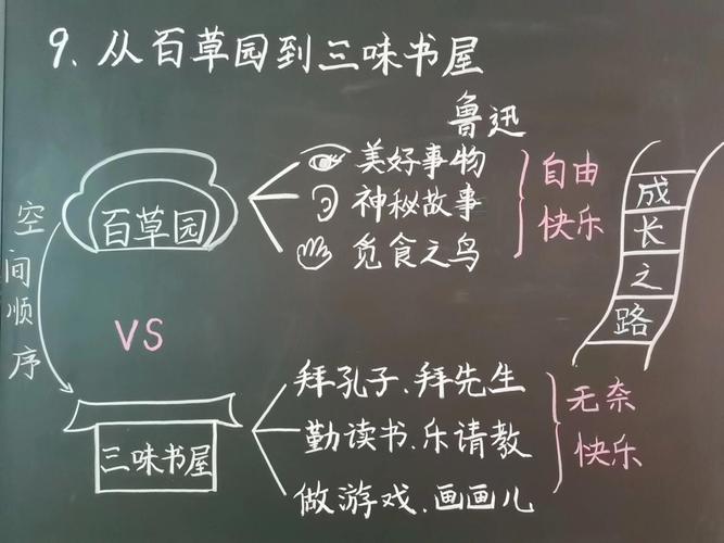 九十年代中学语文从百草园到三味书屋板书