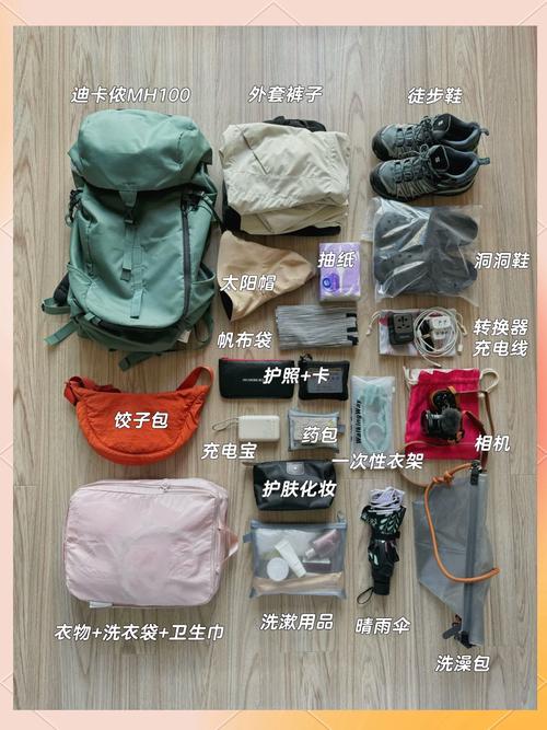 随身背包出行小物品分类摆放实拍