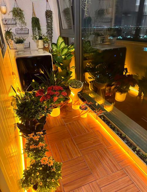 休闲阳台夜晚温馨串灯照明氛围