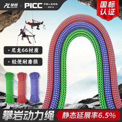 攀岩动力绳与静态绳的特性对比示意图