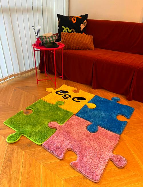 儿童拼贴艺术作品客厅地毯实拍