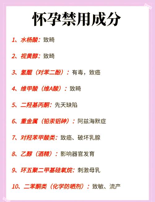 孕期护肤品禁用成分对照表