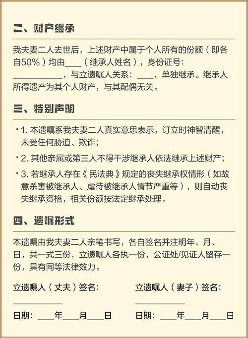 自书遗嘱的法定基本框架