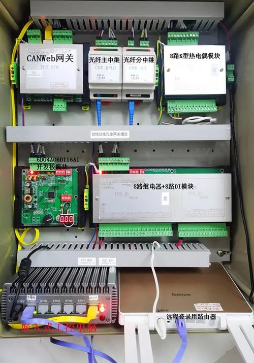 工业控制柜内CAN总线接线实物图