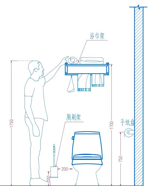 卫生间毛巾架标准安装高度尺寸图