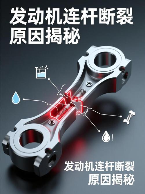 内燃机拆解后断裂连杆实物图