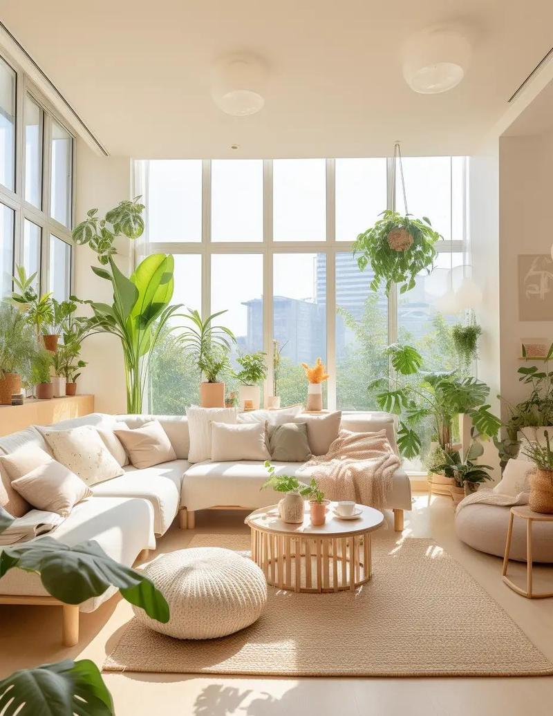 不同光照户型室内绿植摆放实景图