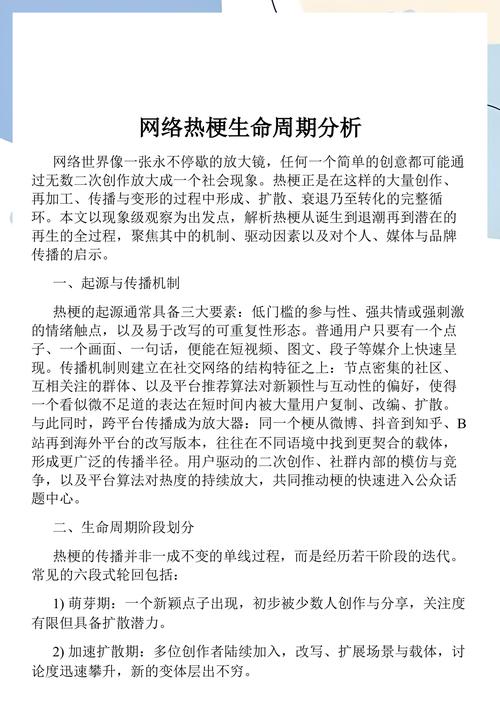 网络热梗生命周期与衰减曲线图