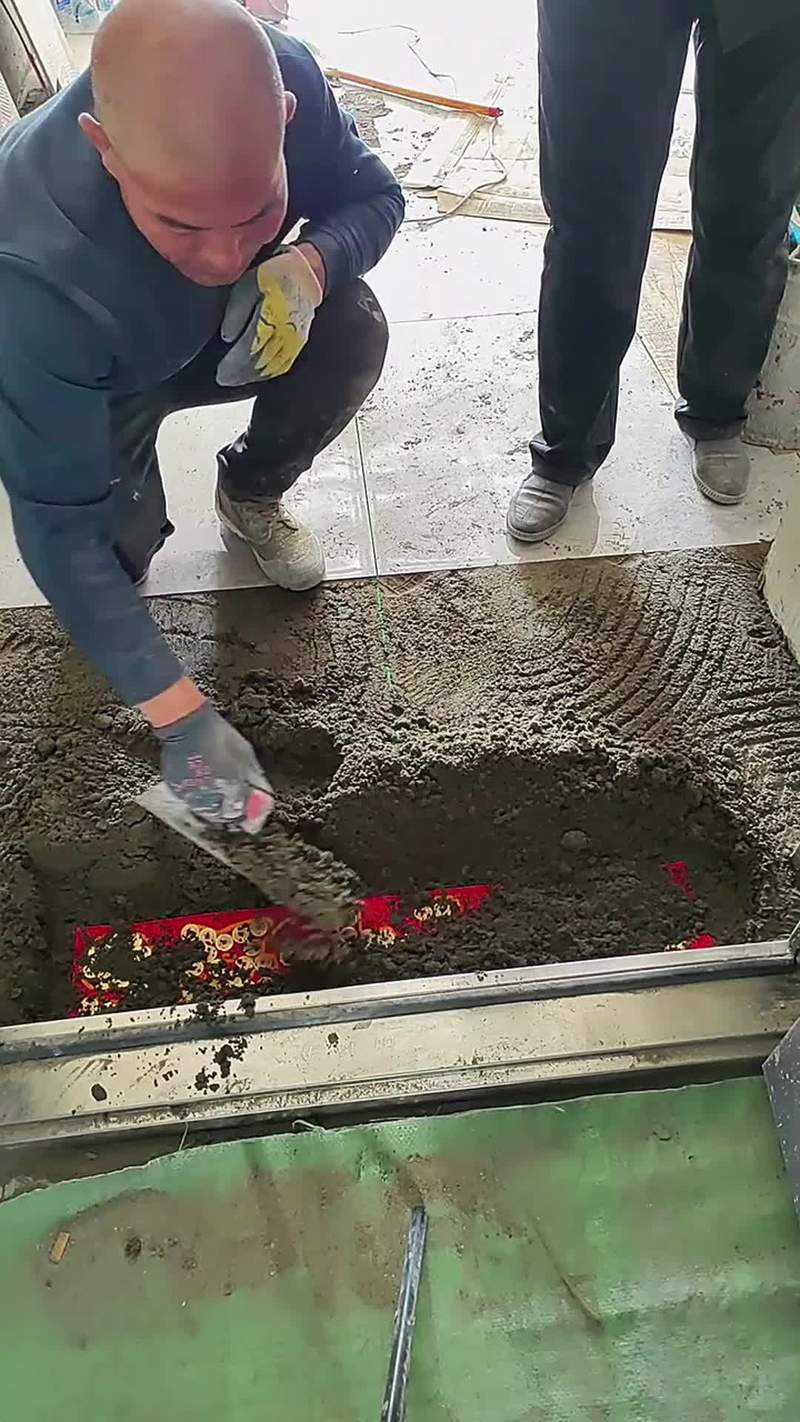 门口地面下沉嵌入式门垫施工过程