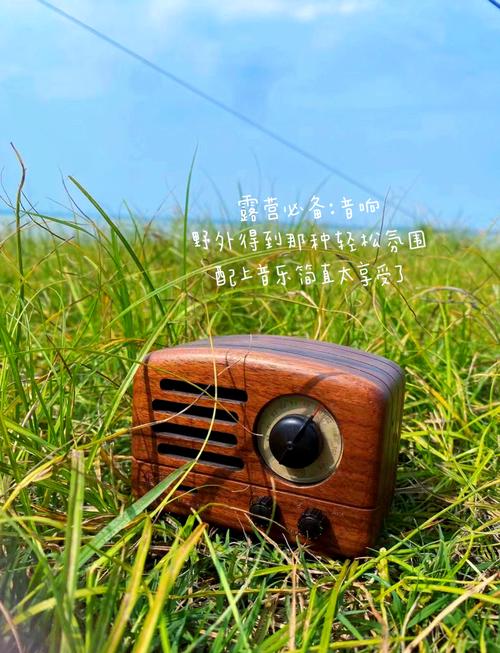 露营场景复古收音机箱摆拍图
