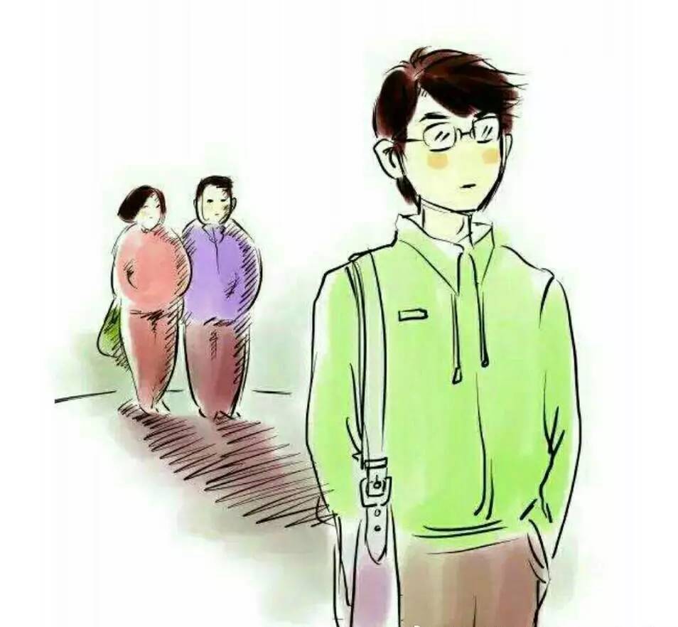父母看着孩子独自上学背影