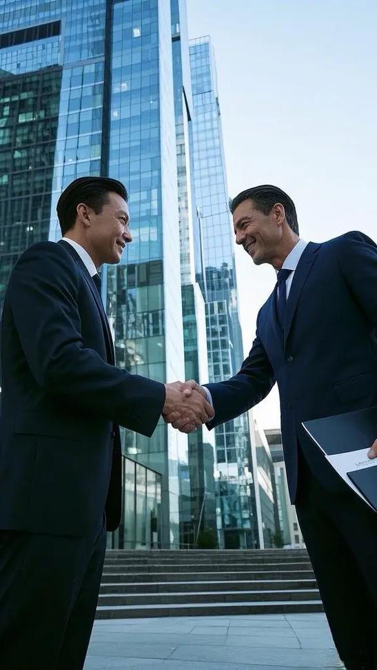 商务沟通中从对立到合作的姿态转变示意