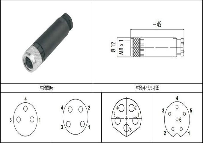 多芯航空插头针脚分配示意图