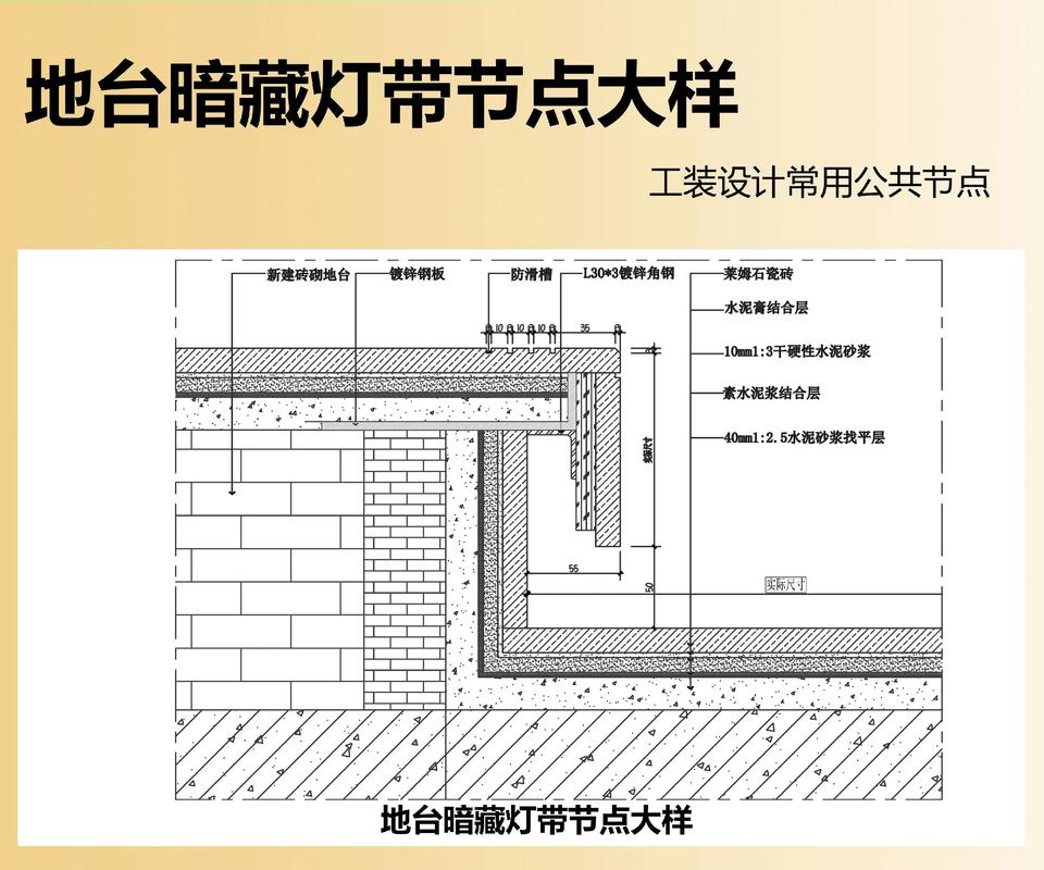 茶室地台灯带安装节点图