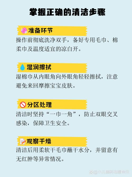 婴儿无菌棉片清洁眼部分泌物正确步骤示意图