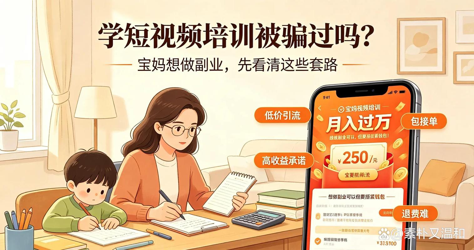 短视频平台宝妈兼职网络课程虚假宣传广告截图