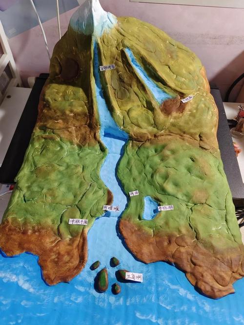 儿童手工制作迷你河流地貌沙盘作品