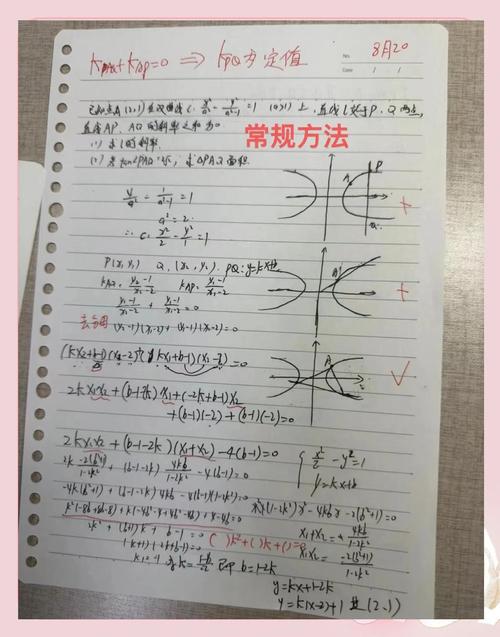 高中解析几何点差法应用例题手写草稿