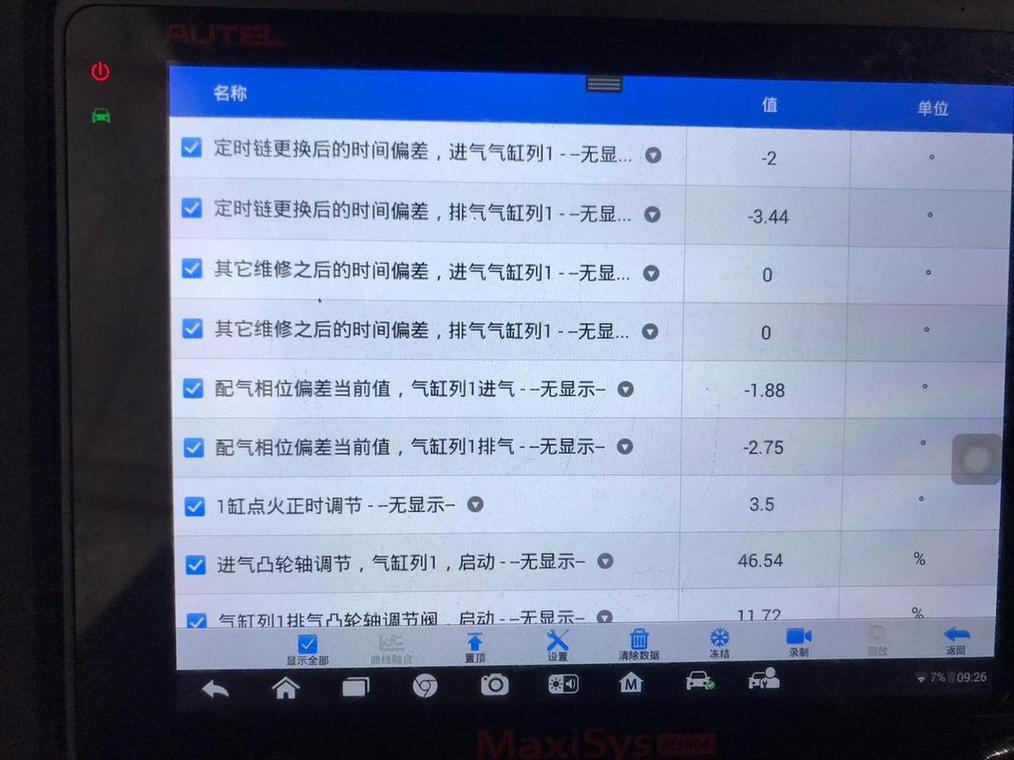 汽车诊断仪读空调压缩机负荷数据流界面