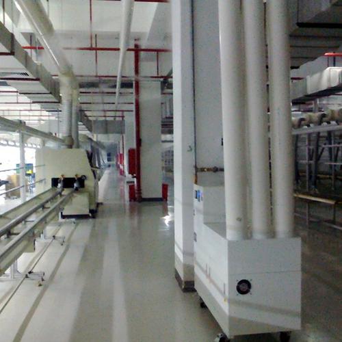 纺织厂车间工业加湿管道布局实景图