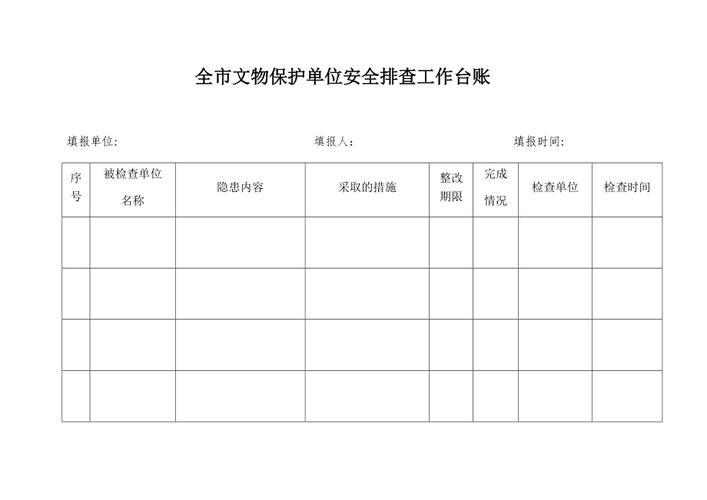 文物保护单位日常巡查登记台账范本