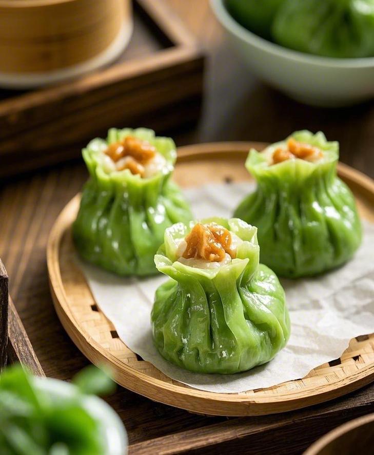 富春茶社翡翠烧卖特写