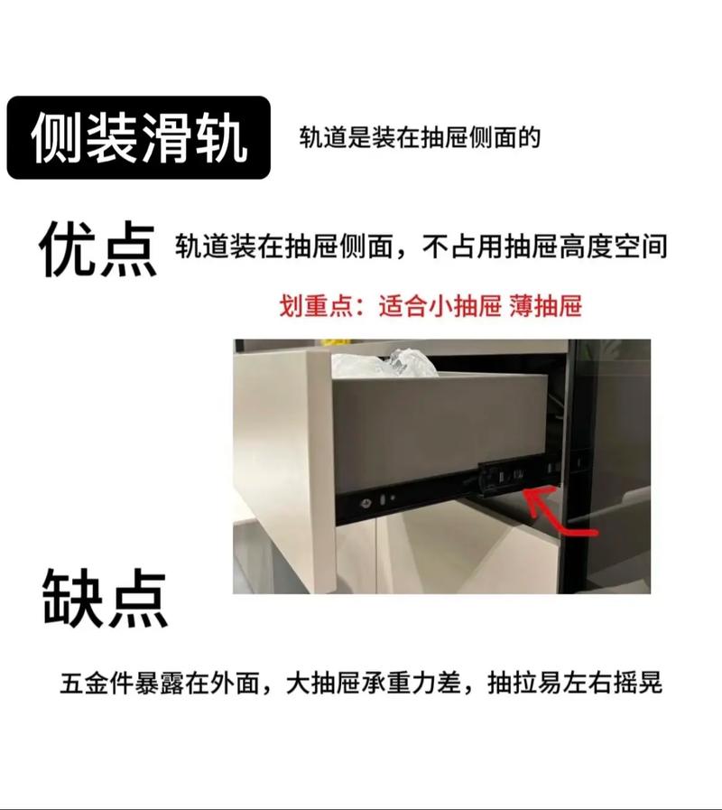侧装滑轨与托底滑轨对比实物图
