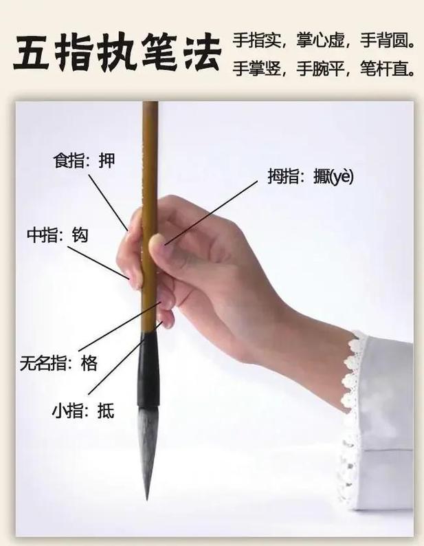 书法五指执笔法掌心虚空示意图