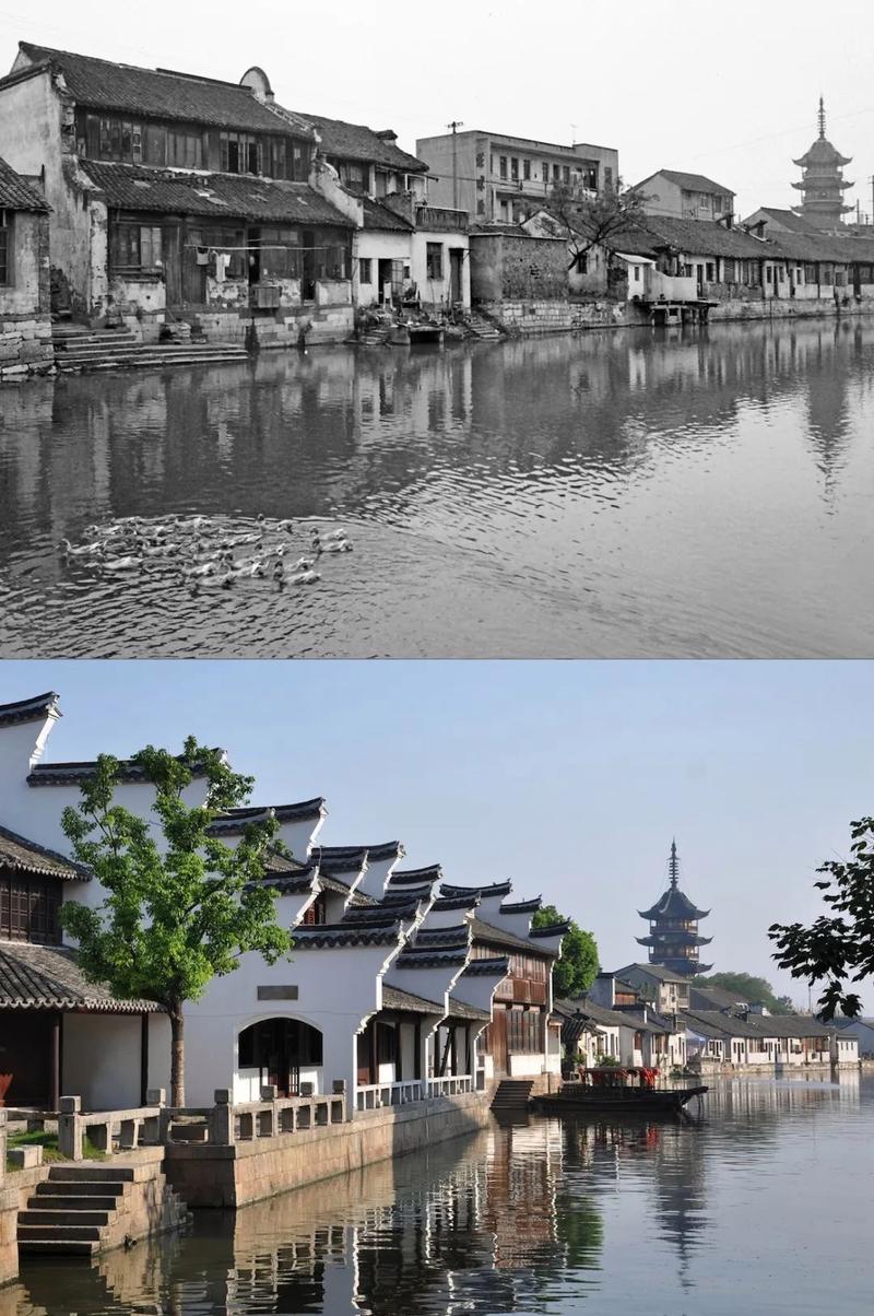 苏州古城清代民居门头补瓦前后对比图