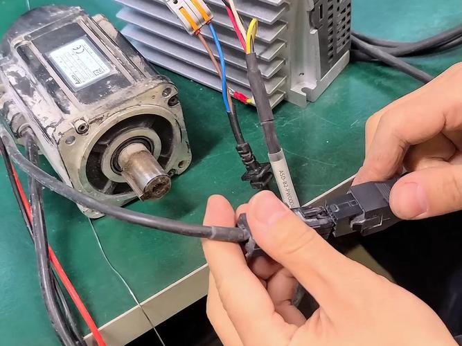 数控伺服电机尾部编码器接线车间实拍