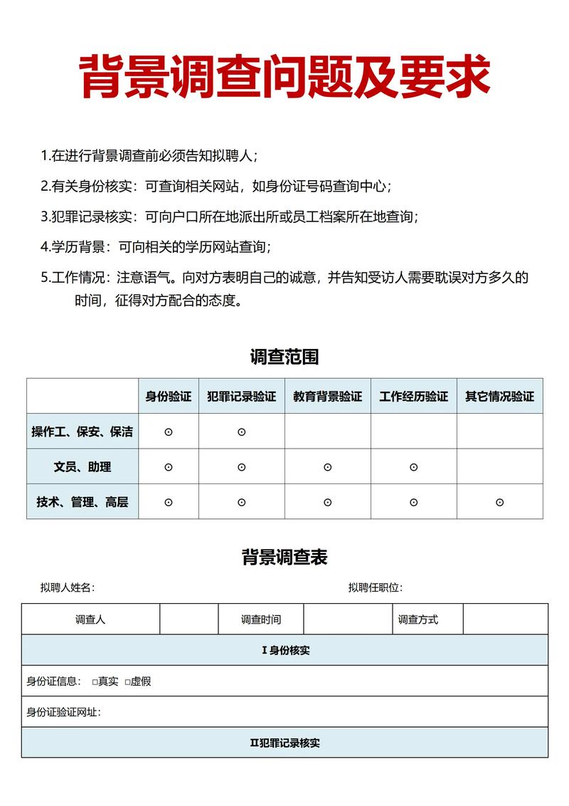 应届生求职面试背景调查信息整理表