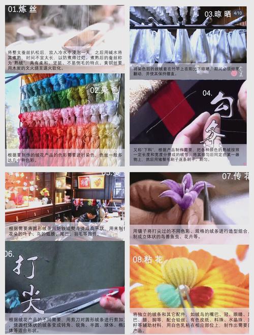 南京绒花手工劈丝分绒操作