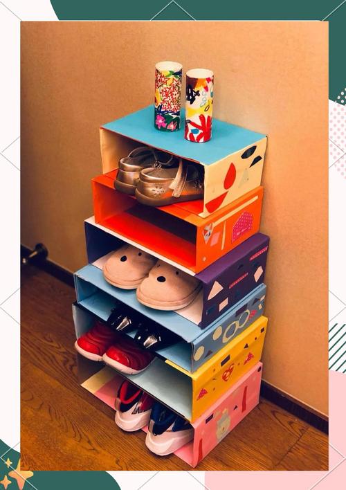 废旧鞋盒改造儿童手工小鞋柜成品
