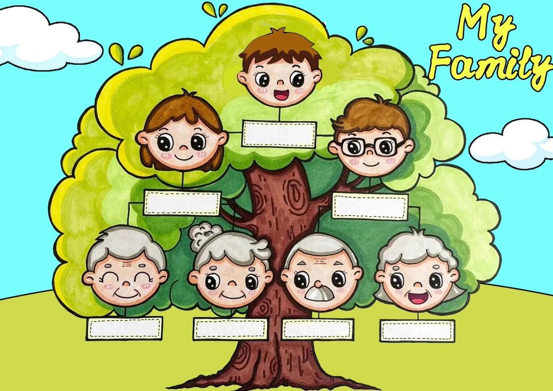 儿童健康家族树手绘空白模板