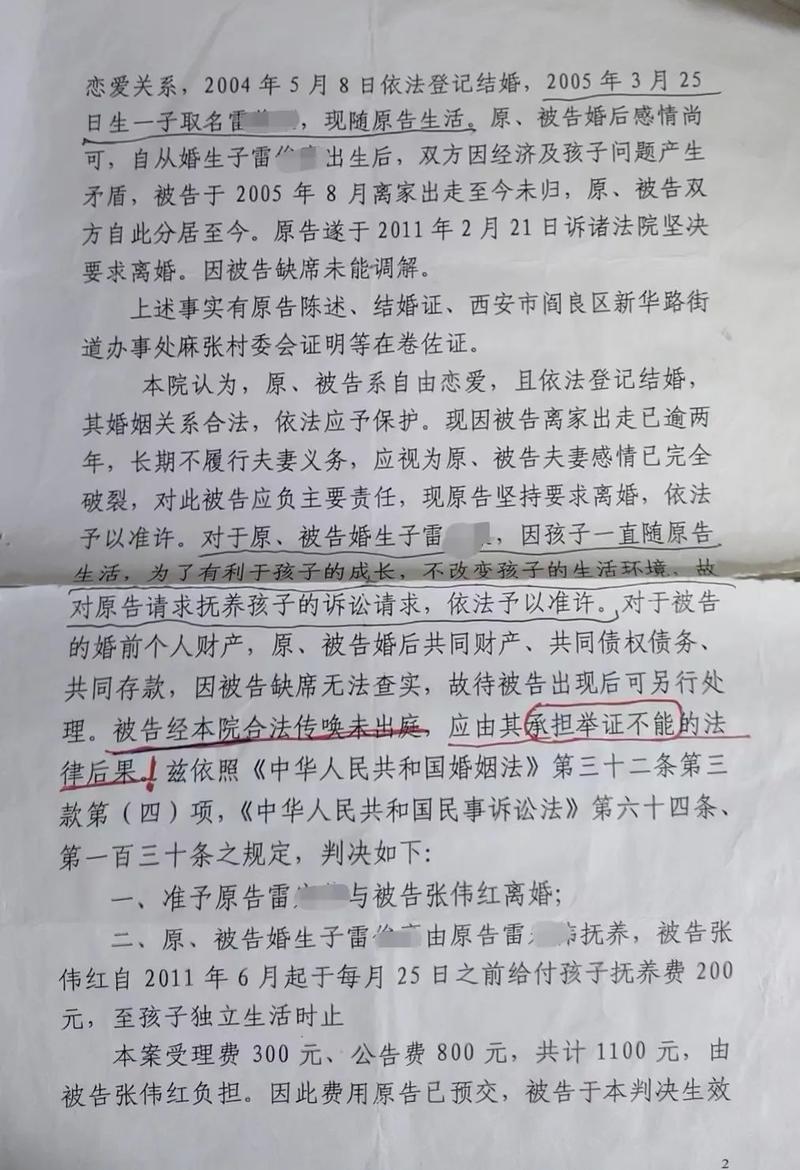 离婚判决书上的法律条文特写