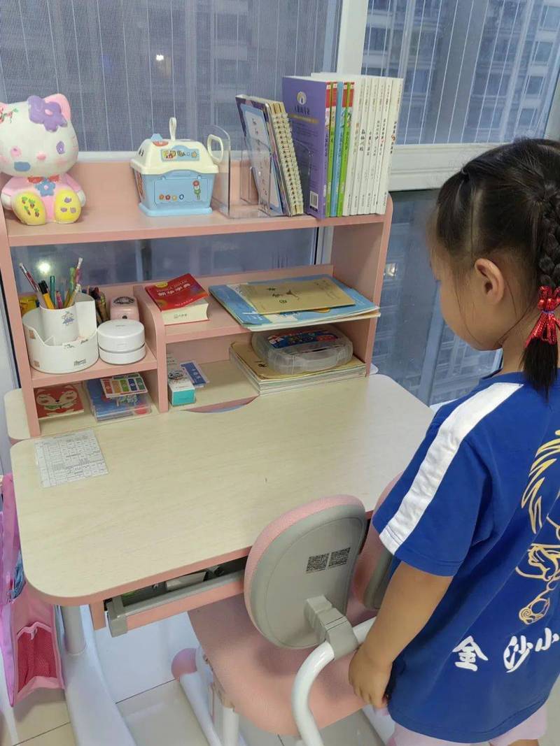 孩子书桌整理整齐未动笔写作业场景