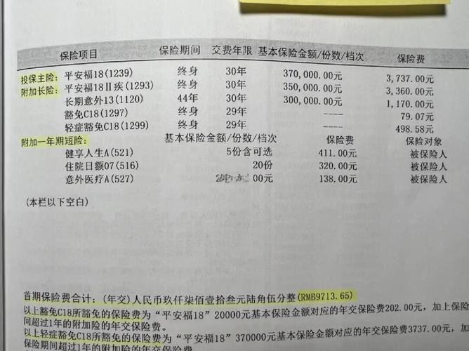 保险合同保额条款标注示意图