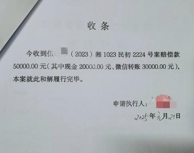 法院债务强制执行回款凭证图