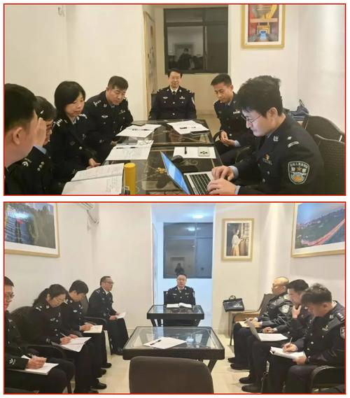 天津港口海关缉私办案工作场景图