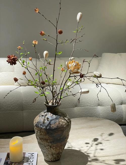 客厅茶桌干花天然香氛摆放实拍