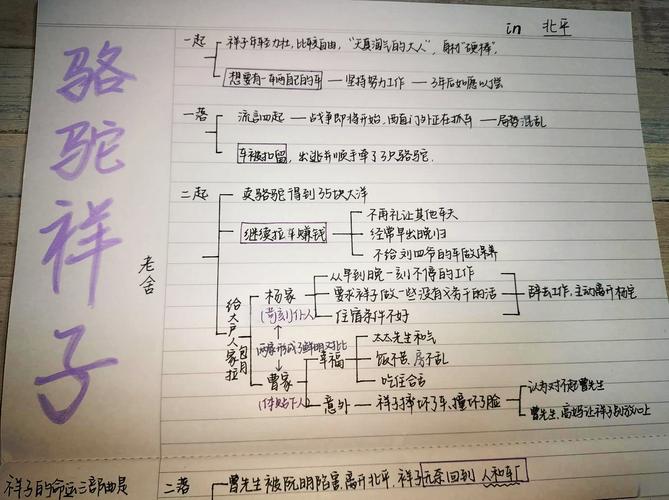 初中语文公开课上老师提问祥子三起三落的课堂板书