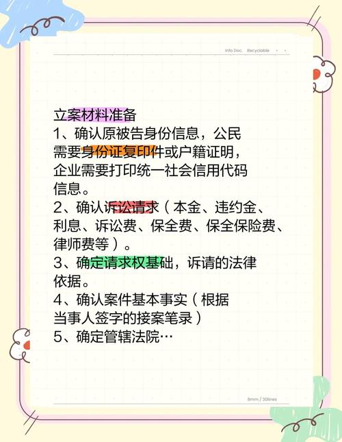 刑事自诉案件立案材料清单示意图