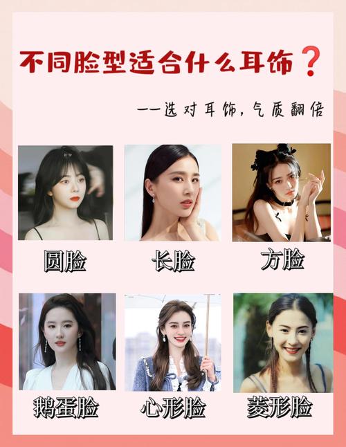 大脸女性佩戴流线型长耳坠显瘦效果对比图