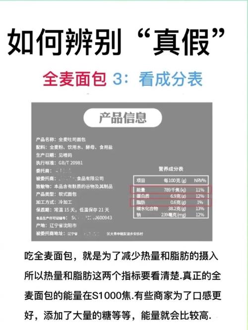 真假全麦面包配料表对比图