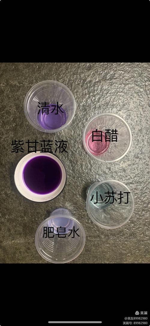 儿童自制紫甘蓝酸碱指示剂变色对比图