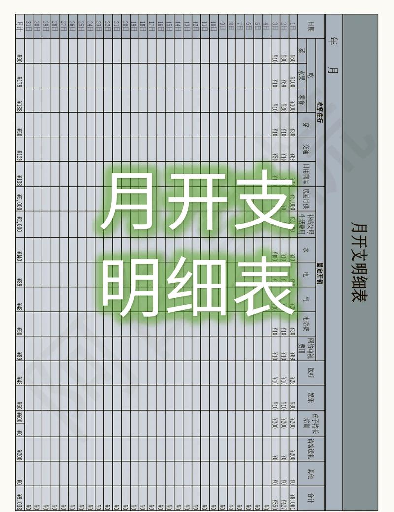 省钱记账本分类统计表