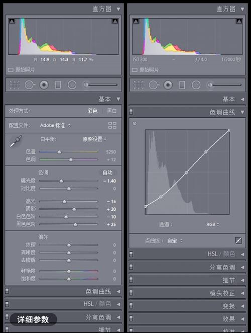 Lightroom曲线工具基础操作界面