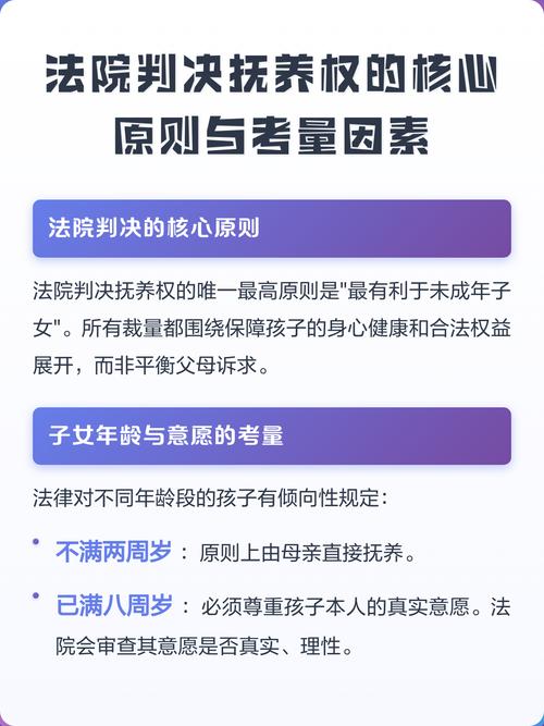 法院判决抚养权考虑因素示意图